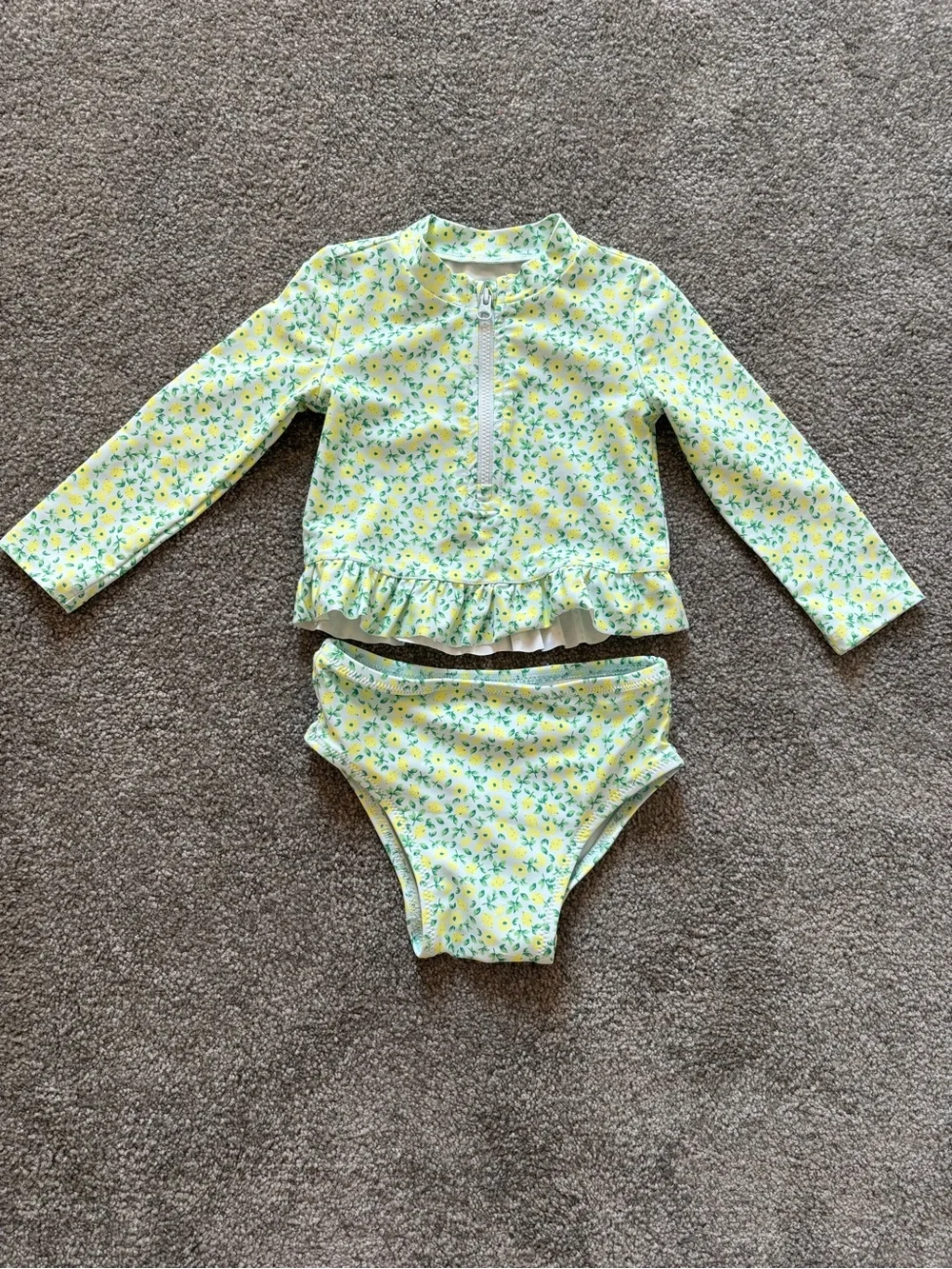 GAP toddler Yellow Floral Long Sleeve Rashguard Two-Piece Swim Set